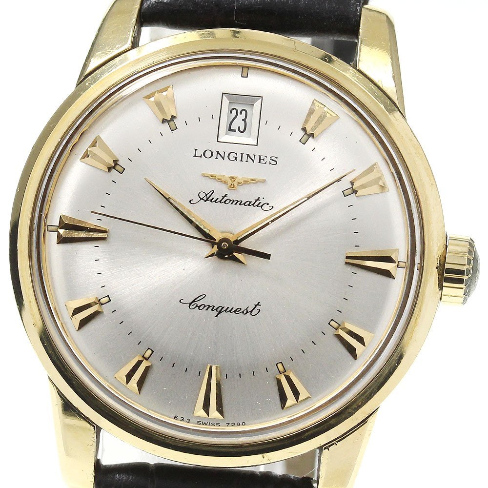 LONGINES】ロンジン コンクエスト デイト K18YG 自動巻き メンズ_