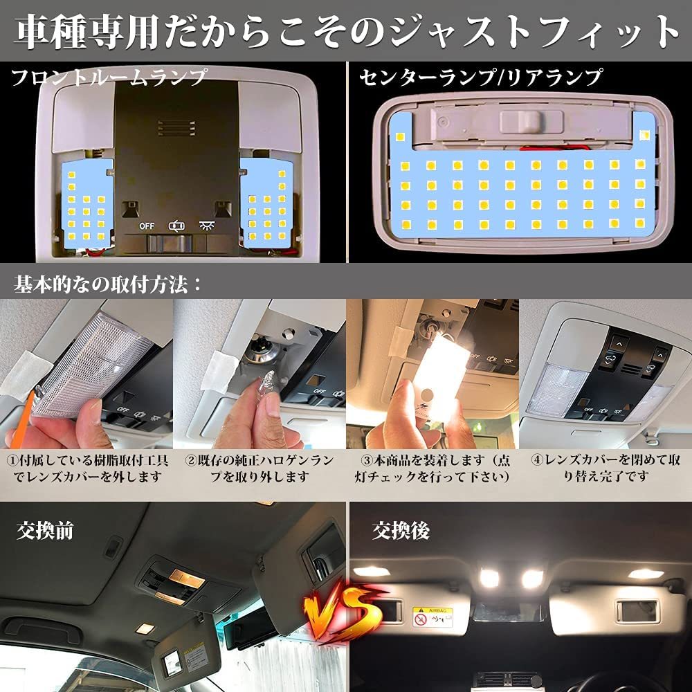 プラド 150系 LEDルームランプ TXグレード(7人/5人乗り)用 電球色 車検対応 送付無料_画像5