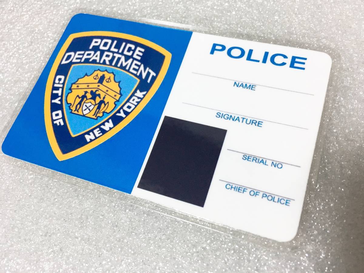 ☆ アメリカ 人気 刑事 映画 ドラマ グッズ NYPD ニューヨーク市警察 風 IDカード ヨコ型 ブランク（未記入）タイプ （検索： バッジ） ☆ _画像3