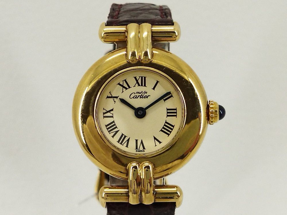 カルティエ マストコリゼ ヴェルメイユ 590002 腕時計 レディース クォーツ Cartier（褐色）◆3107/SBS通り店