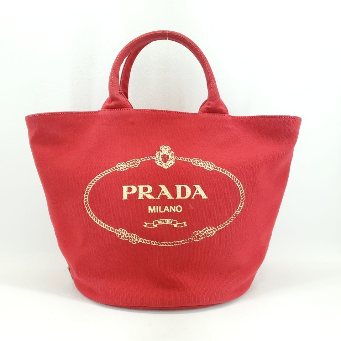 プラダ トートバッグ カナパ バケツ型 レッド 赤 PRADA 3111/藤枝