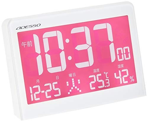 ADESSO(アデッソ) 目覚まし時計 パステルカラー 電波時計 温度 湿度 日付表_画像1