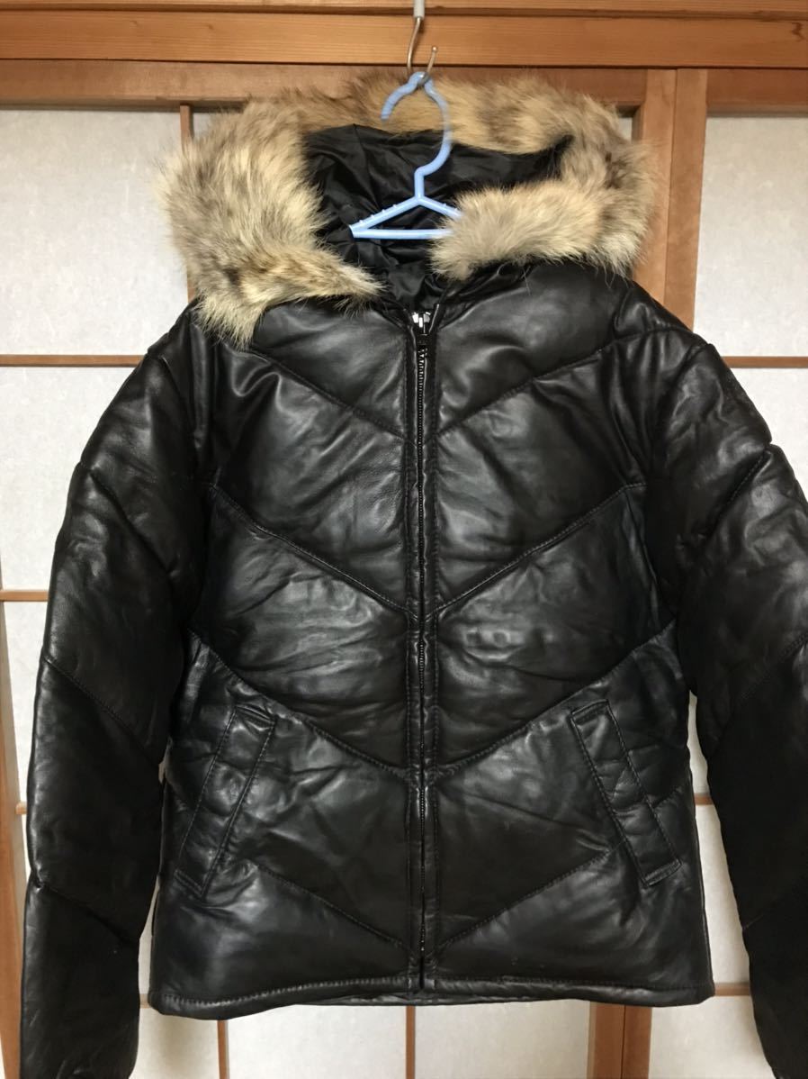 Schott 黒レザーダウンパーカー/サイズ38 | www.mbo-lessen.nl