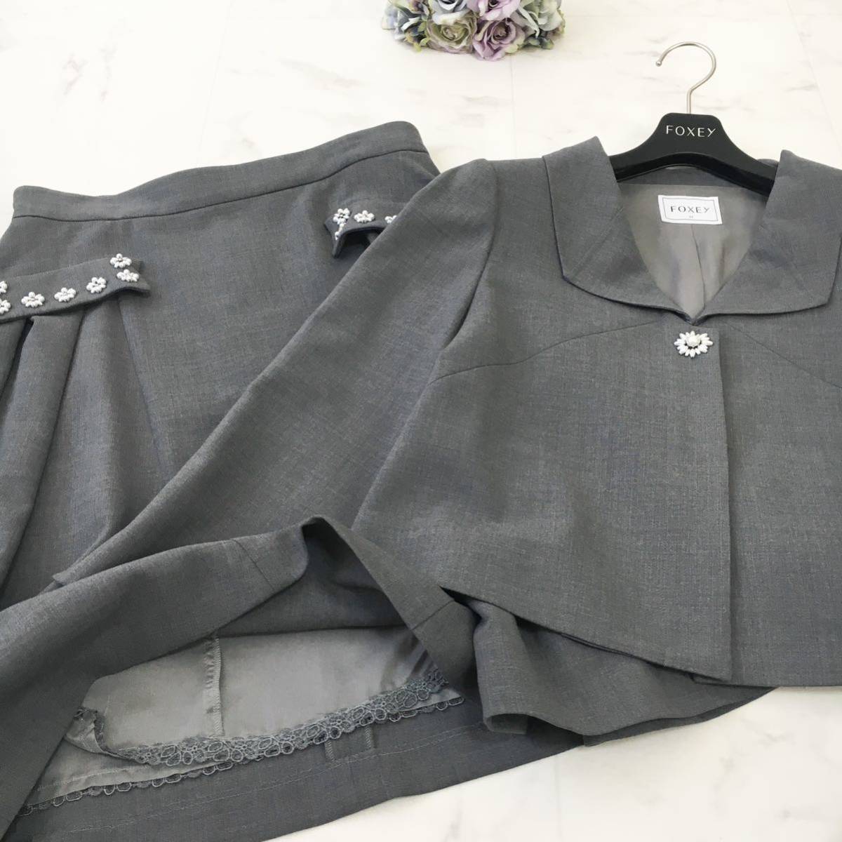 正規代理店 美品 定価23 FOXEY ストレッチダブルフェイス フォクシー