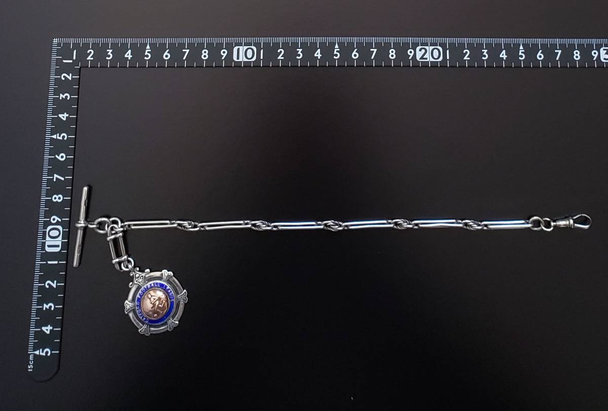 英国 アンティーク 純銀製 アルバートチェーン 38g メダルフォブ 1887年 スターリング・シルバー 懐中時計 ビンテージ ヴィンテージ SILVER_画像10