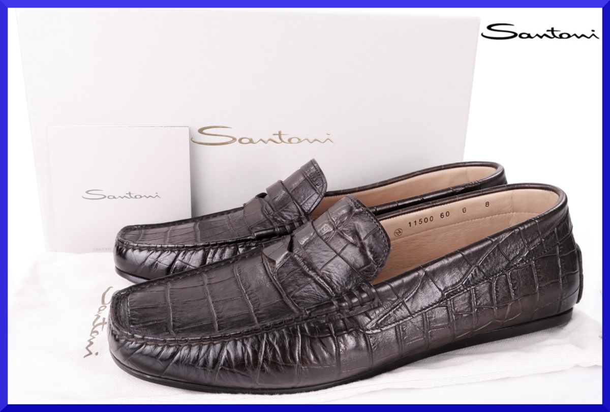 サントーニ 価格10万新品本物サントーニSANTONI【装い華クロコ型押し