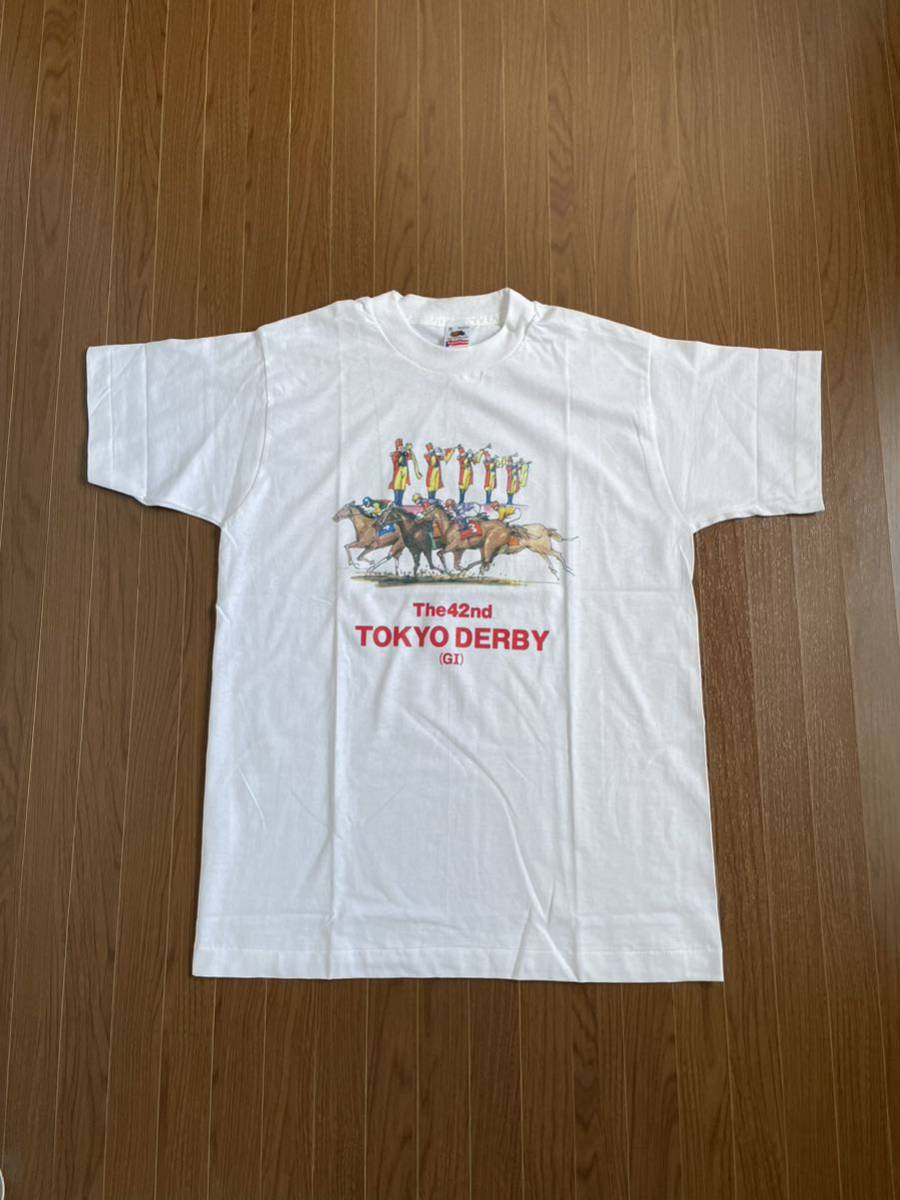90年代 当時物 新品未使用品 DEADSTOCK TCK 東京シティー 競馬 G1 ダービー記念Tシャツ JRA 大井競馬場 オグリキャップ ナリタブライアン_画像2