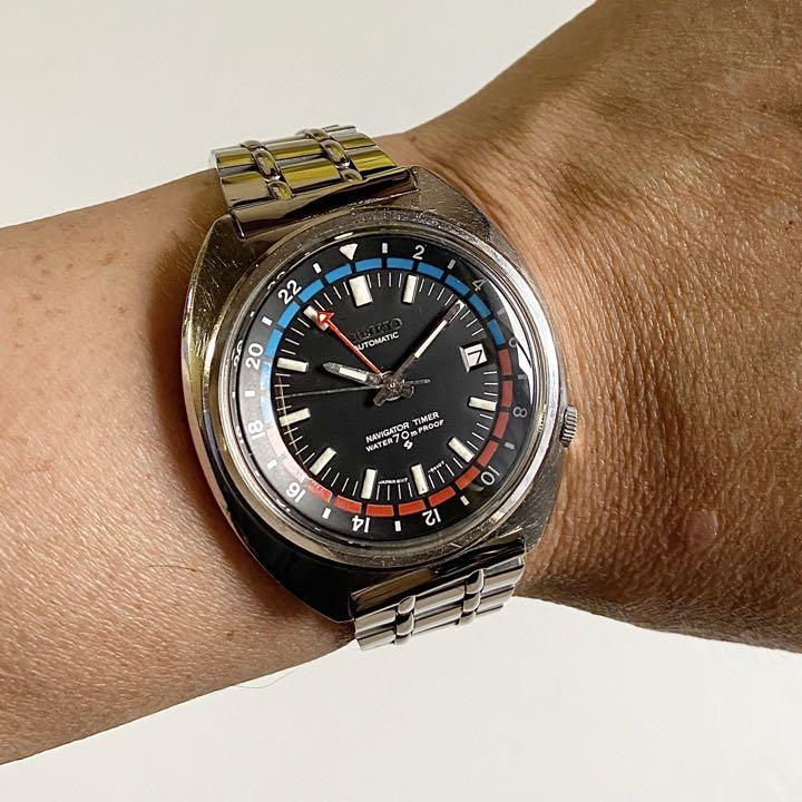 734 超希少！セイコー6117-6400ナビゲータータイマー腕時計メンズ自動巻きデイトSEIKO/NAVIGATOR TIMER アンティーク70年代_画像10