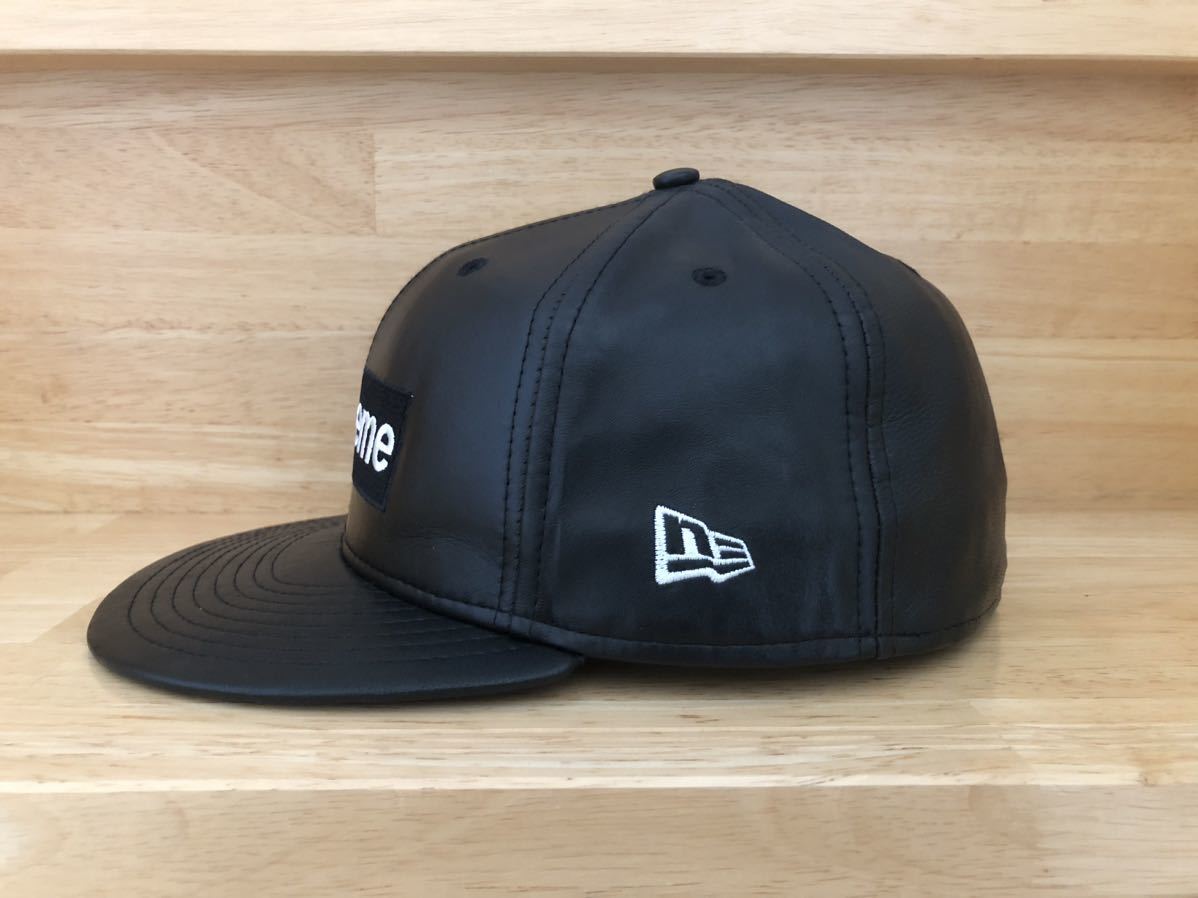 Supreme BoxLogo Leather BLACK NEW ERA CAP シュプリーム ニューエラレザーキャップ ボックスロゴ 黒 7 1/2 59.6cm 着用2回　美品　レア