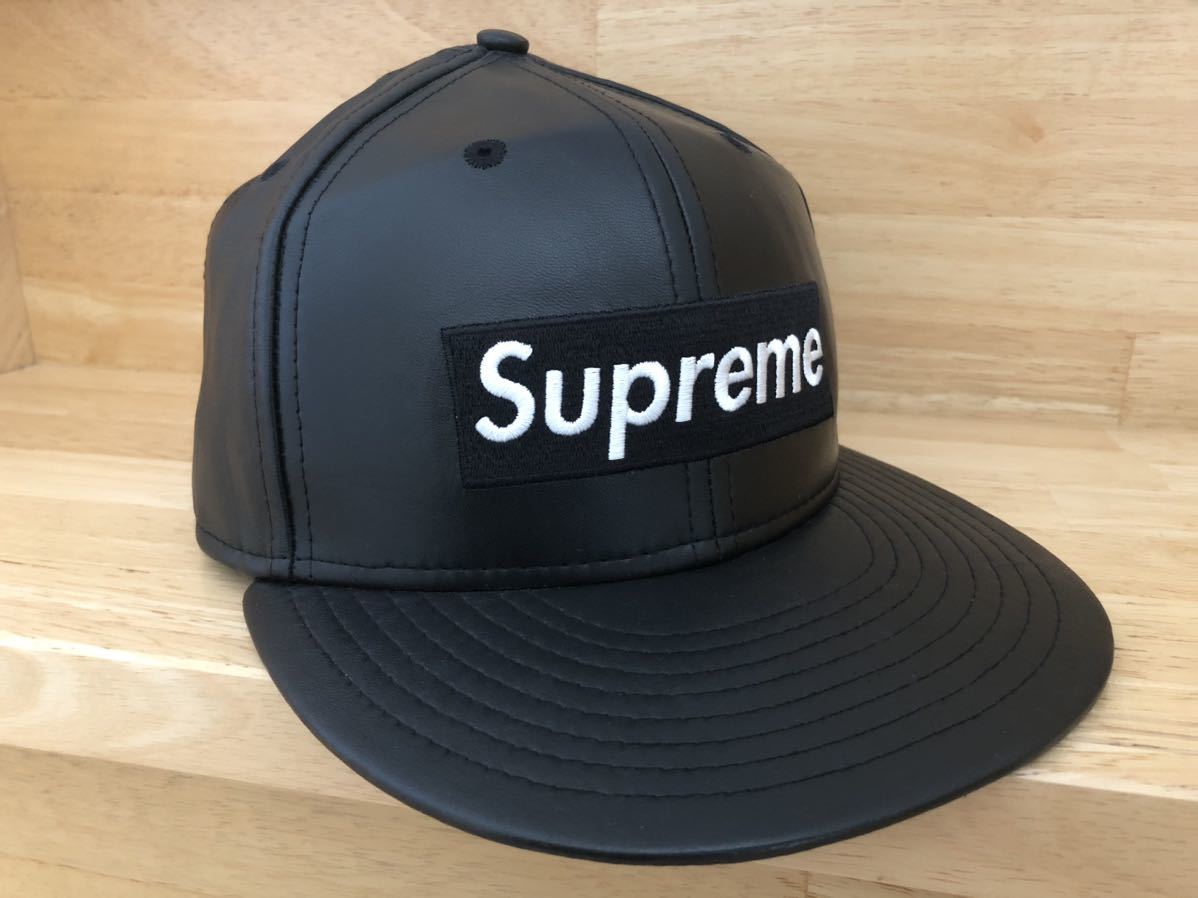 Supreme BoxLogo Leather BLACK NEW ERA CAP シュプリーム ニューエラレザーキャップ ボックスロゴ 黒 7 1/2 59.6cm 着用2回　美品　レア