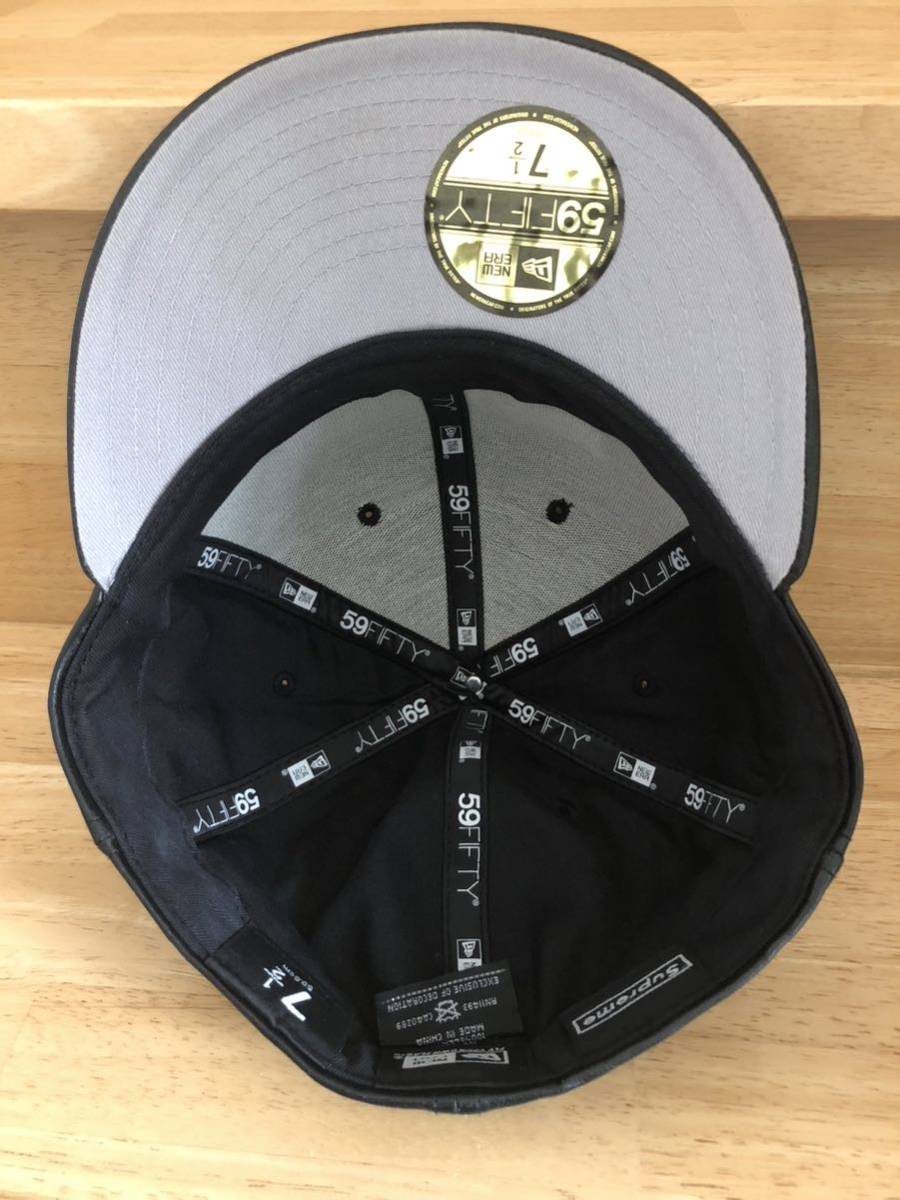 Supreme BoxLogo Leather BLACK NEW ERA CAP シュプリーム ニューエラレザーキャップ ボックスロゴ 黒 7 1/2 59.6cm 着用2回　美品　レア