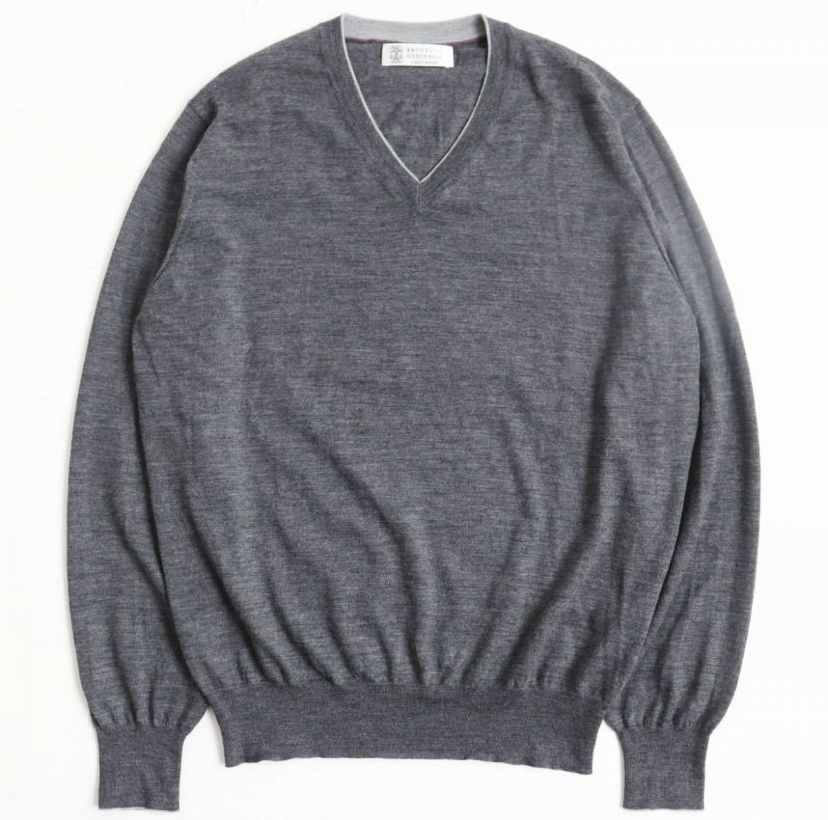 極美品○BRUNELLO CUCINELLI ブルネロクチネリ カシミヤ混 Vネック
