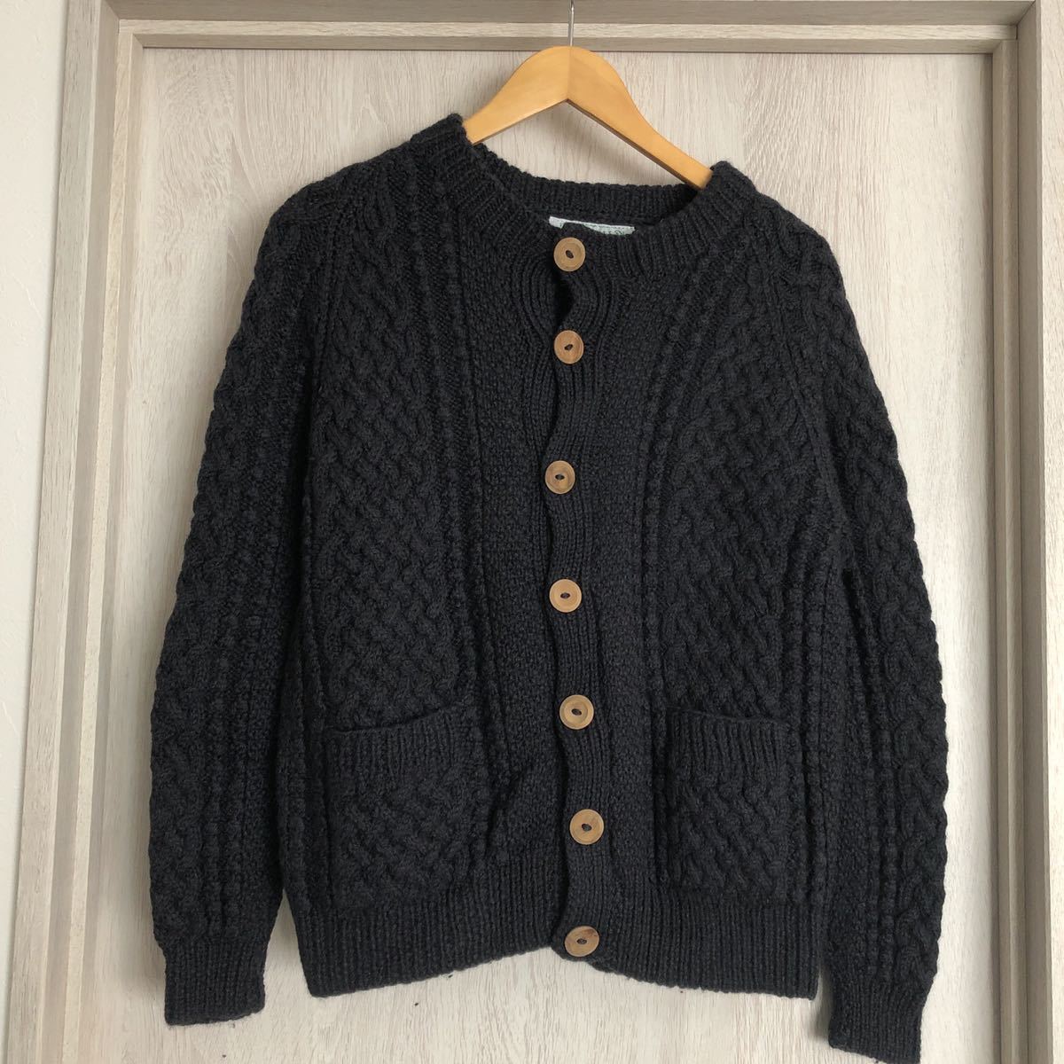 (k) INVERALLAN インバーアラン ニットカーディガン ウール スコットランド製 ネイビー セーター