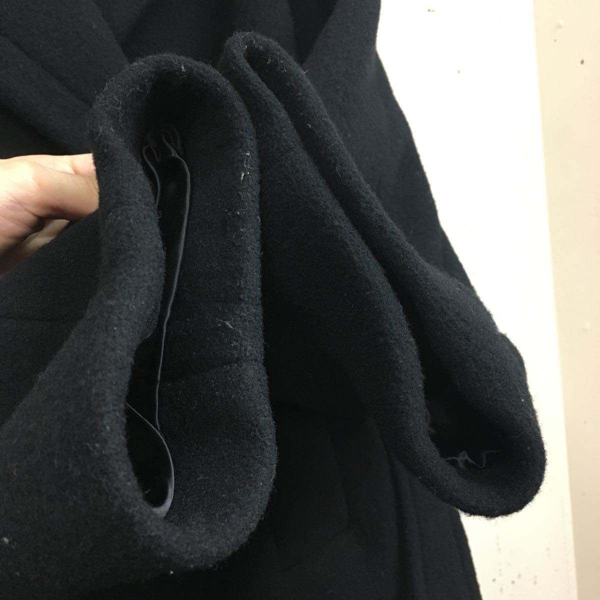 TARO HORIUCHI オーバーコート ウール サイズ1 黒 ブラック 日本製 長袖 ロング丈 ベルト付 _画像7