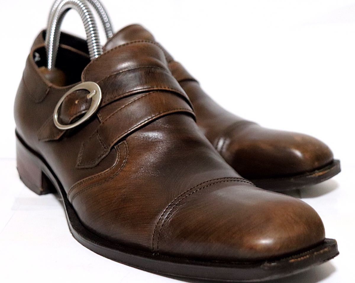 即決落札　KATHARINE HAMNETT 24㎝　ビジネスシューズ ブラウン 高級靴　本革　フォーマル　スーツ　紳士靴　ドレス　メンズ　送料無料！