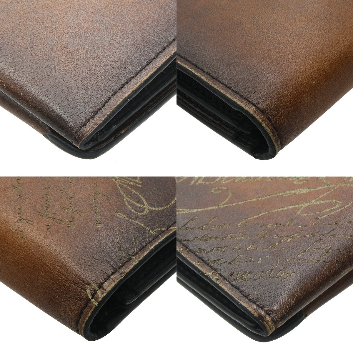 *Y1189 excellent!! Berluti kali graph .venetsia leather two .. long wallet Brown Berluti men's *