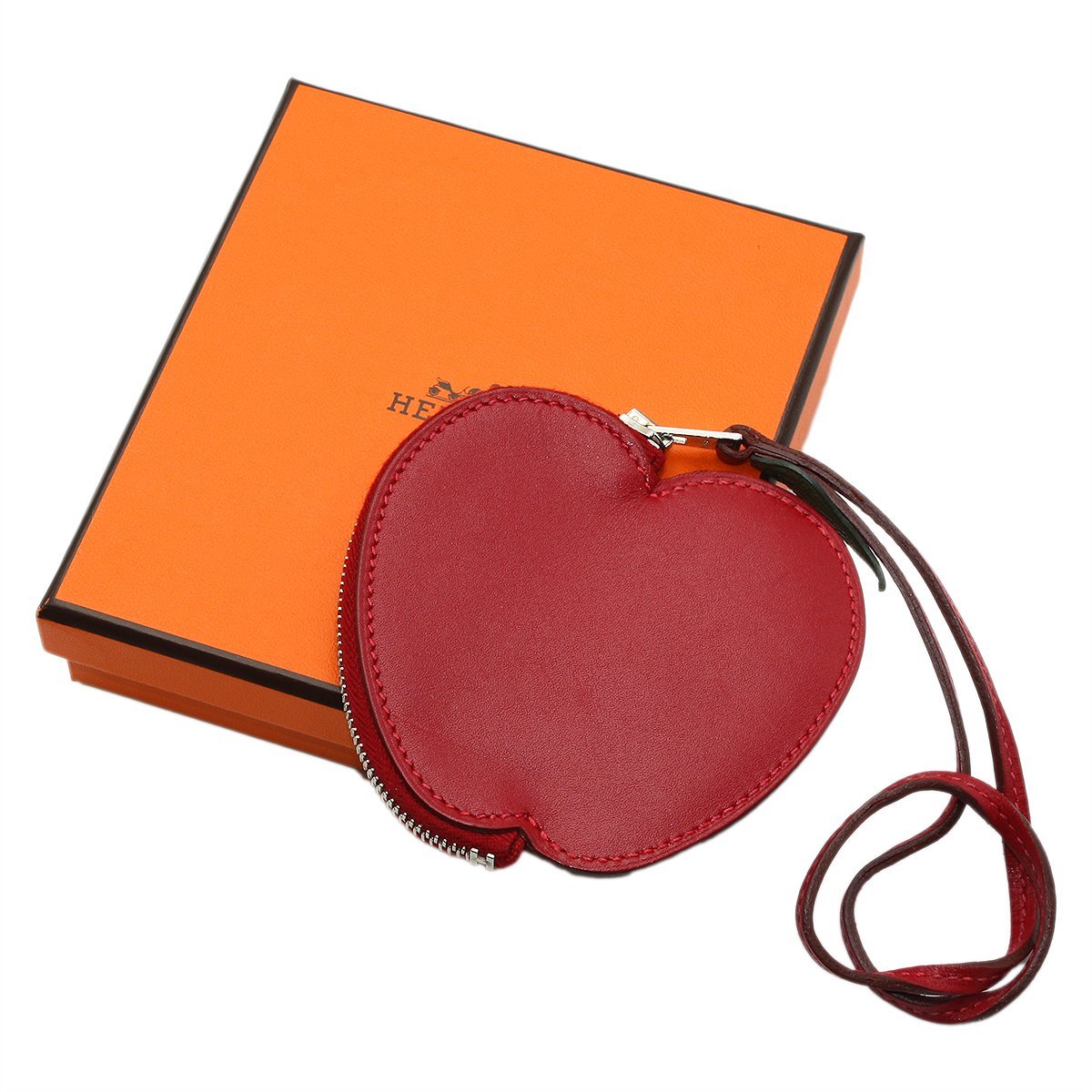 ★Z1475 美品!! エルメス トゥッティ・フルッティ アップル レザー コインケース X刻印 レッド HERMES レディース★_画像1