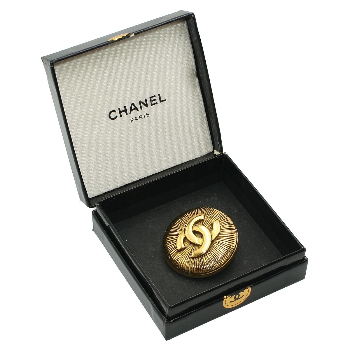 *Z1489 прекрасный товар Chanel здесь Mark раунд брошь Gold цвет CHANEL Vintage женский *