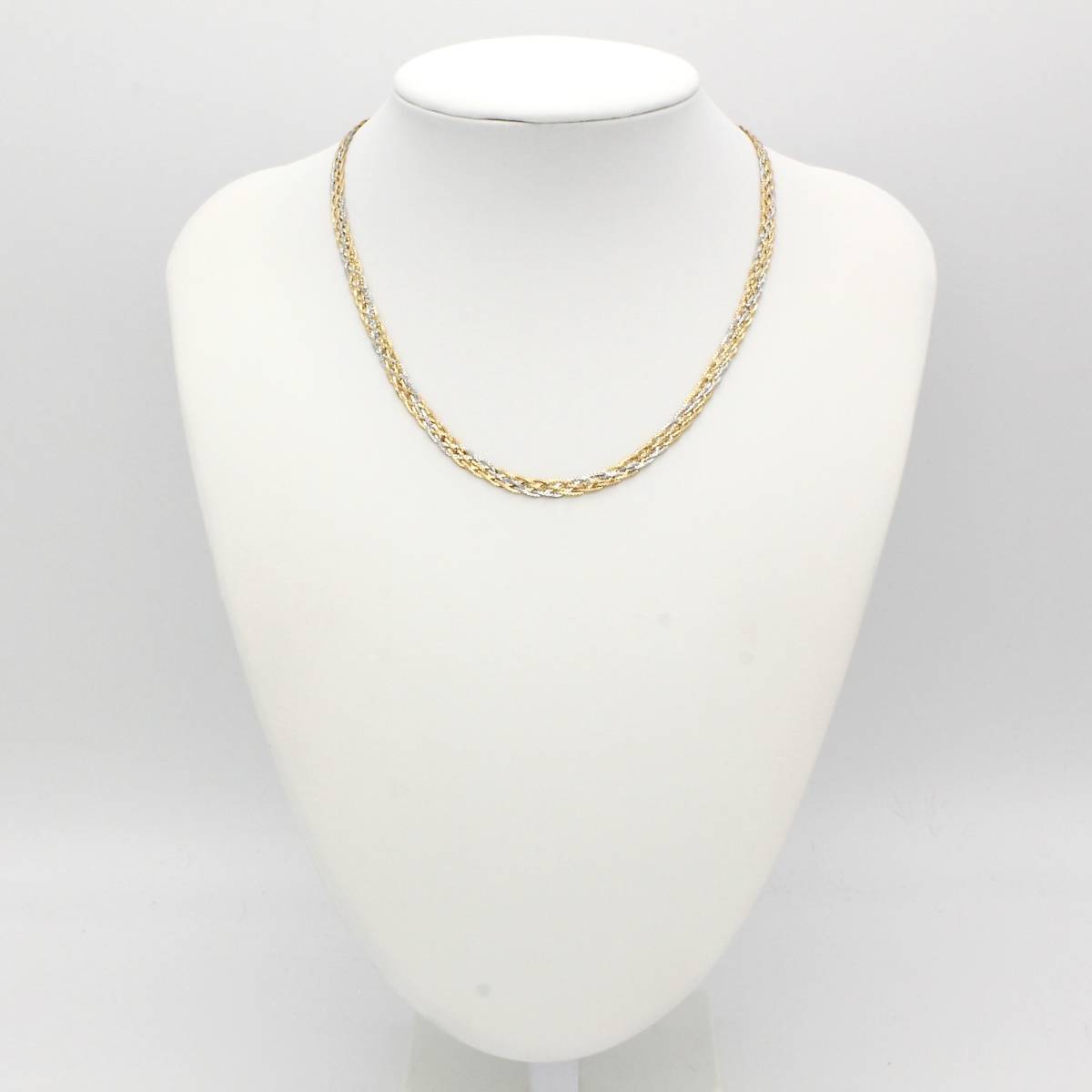 K18YG プラチナ デザインネックレス gold Pt necklace 42cm