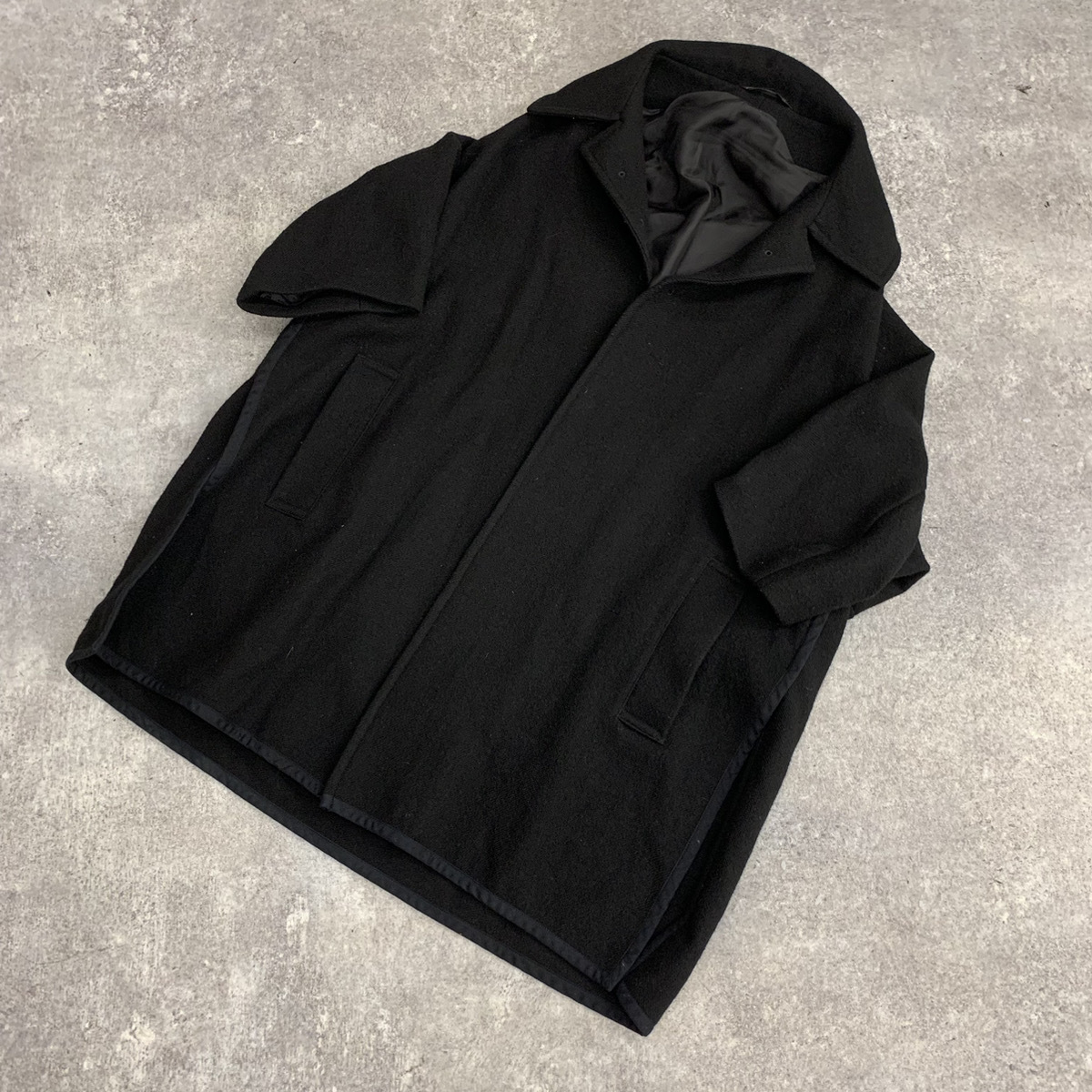 ● Y’s ワイズ Dolman Sleeve Wool Coat ドルマン スリーブ ウール コート ブラック ジャケット 104