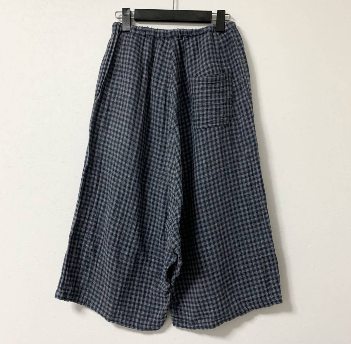 Ys ワイズ ウール ワッシャー加工 サルエルワイドパンツ チェック柄 4