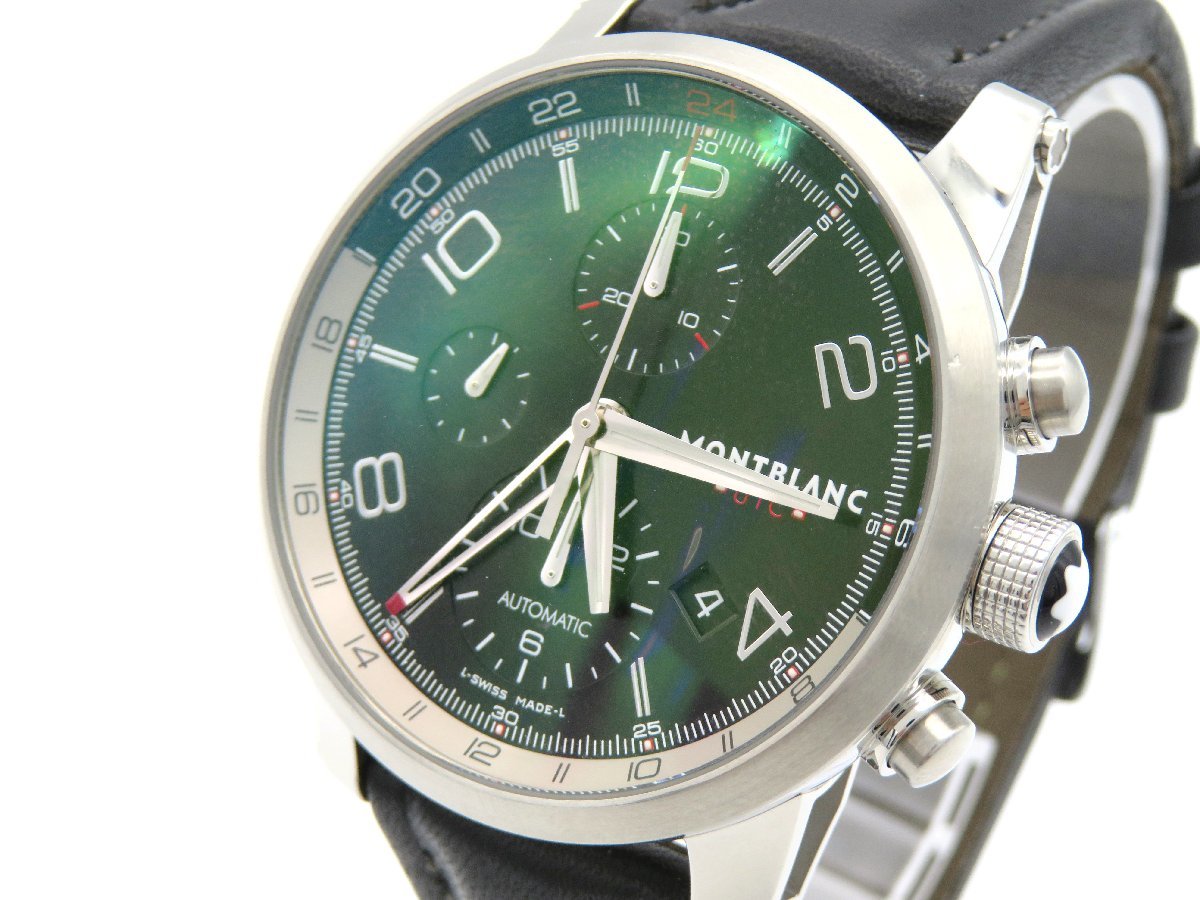 ◆1円◆稼働◆ モンブラン 7263 タイムウォーカー クロノボイジャー 黒 自動巻き メンズ 腕時計 B660