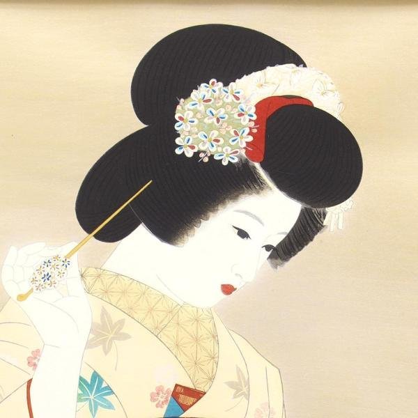 手鏡 伊東深水作 オリジナル木版画-