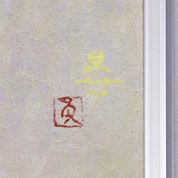 国内正規品限定 真作 沼田晏宏『鯉』肉筆岩彩画 ステンレス額