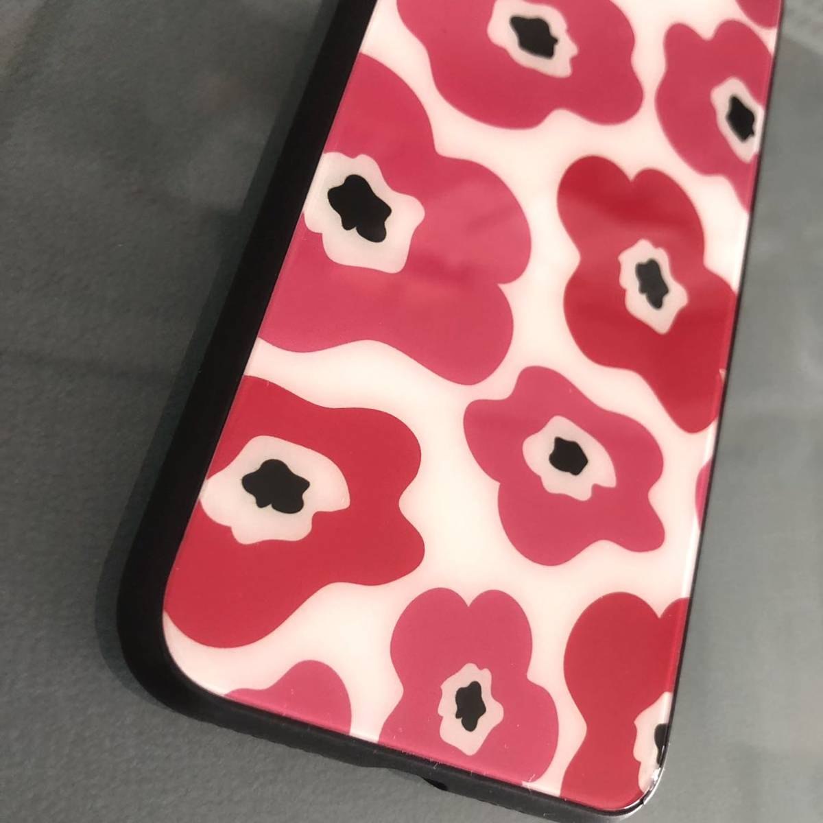 iPhoneXsmaxケース　強化ガラスケース　花柄　ピンク　管理北ピ-8 北欧　フラワー　ハナ　花_画像3