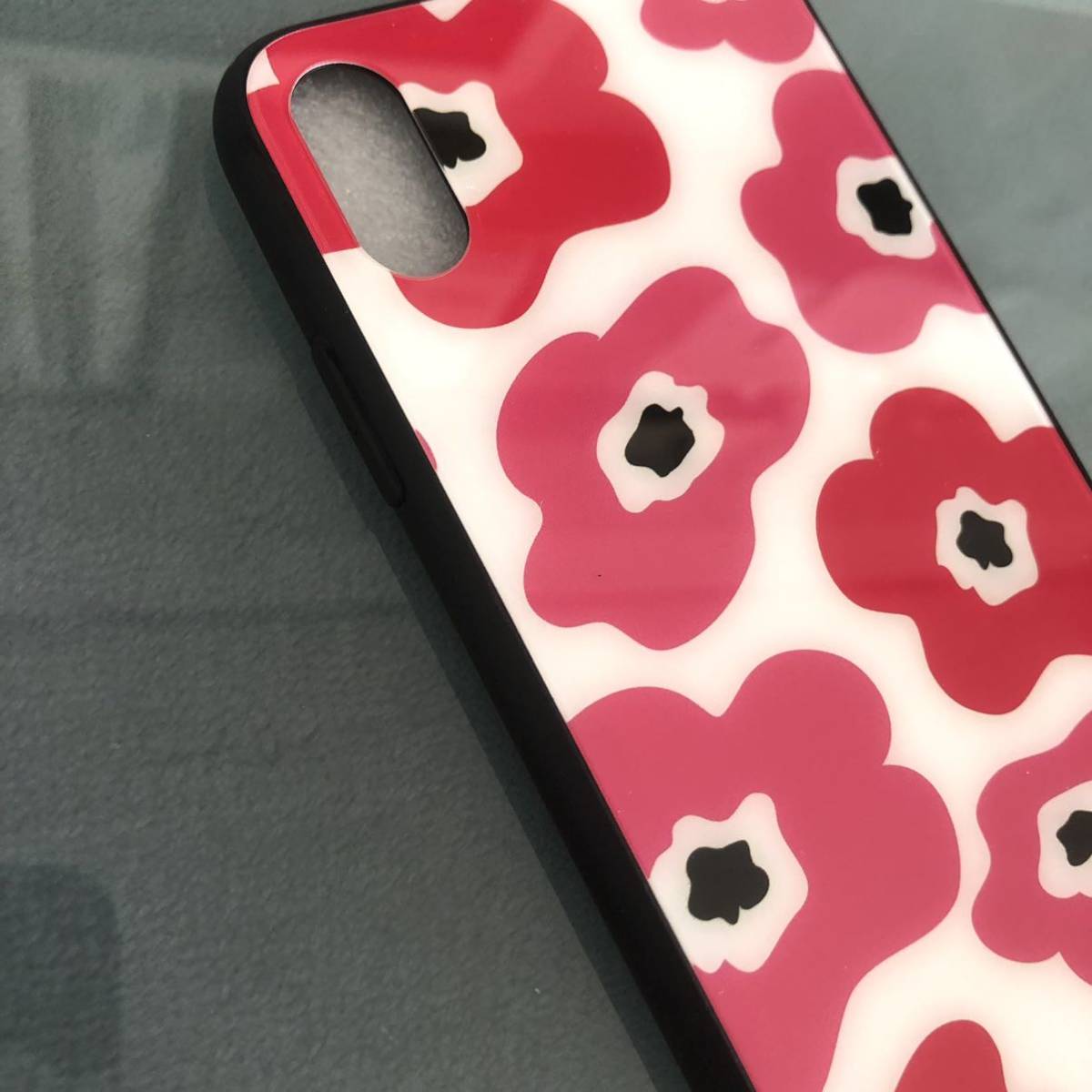 iPhoneXsmaxケース　強化ガラスケース　花柄　ピンク　管理北ピ-8 北欧　フラワー　ハナ　花_画像4