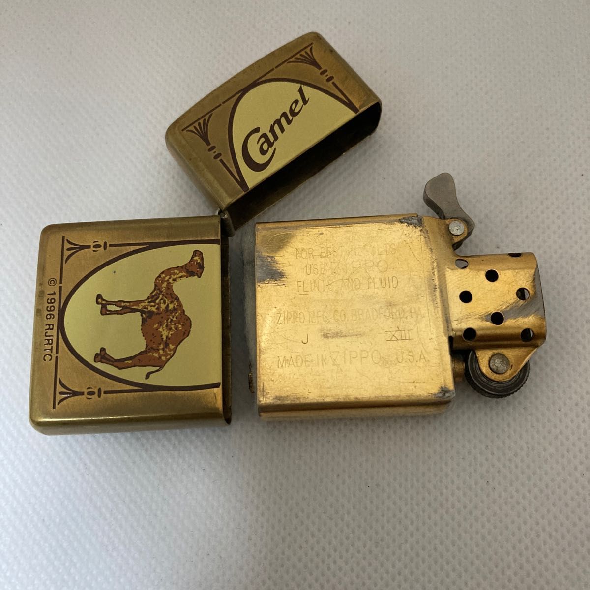 ZIPPOライター　 CAMEL  SOLID BRASS  中古品　缶付き　1998年製