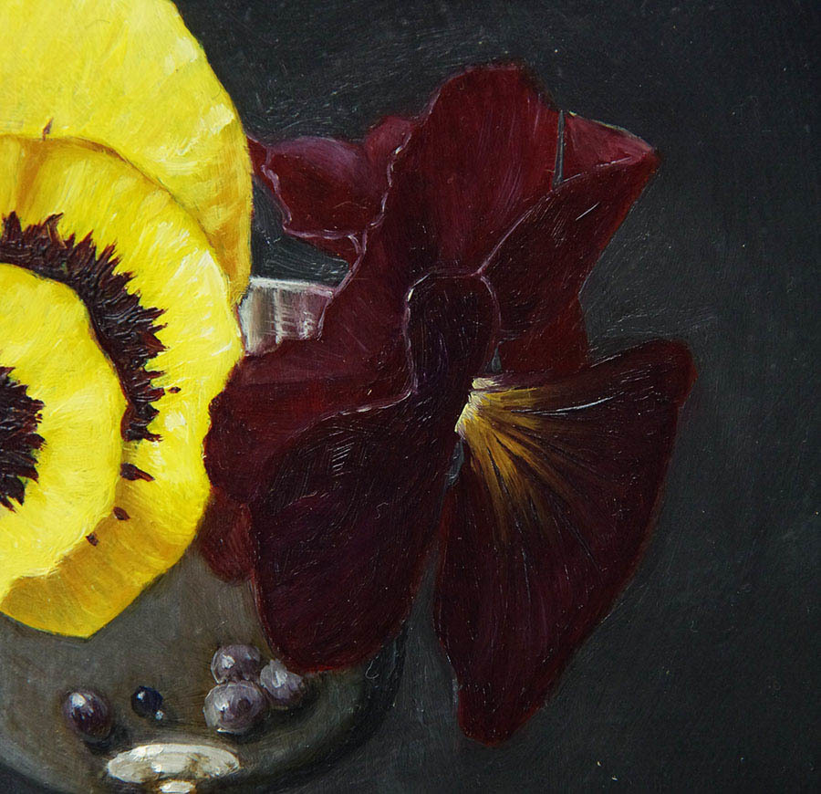 池田誠史 『 パンジーと葡萄 2008 』 油彩 絵画 油絵 F3号 額装 静物画