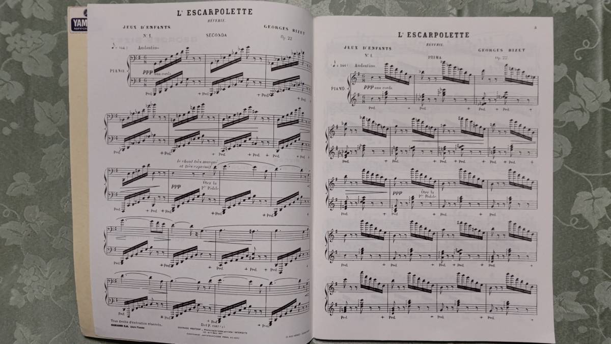 輸入洋書 ピアノ連弾楽譜 ビゼー 子供の遊び Op.22 EDITION ORIGINALE オリジナル版 フランス製楽譜 DURAND S.A. 