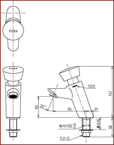 TOTO 洗面用水栓 単水栓(立水栓) 吐水パイプ120mm TL19AR (自閉式)_画像3