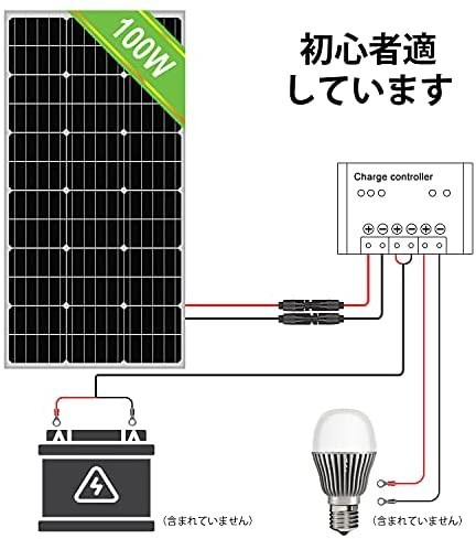 ECO-WORTHY ソーラーパネル 100W 単結晶【 毎日の発電量は約0.4 ECO-WORTHY ソーラーパネル 100W 単結晶【 毎日の発電量は約0.4