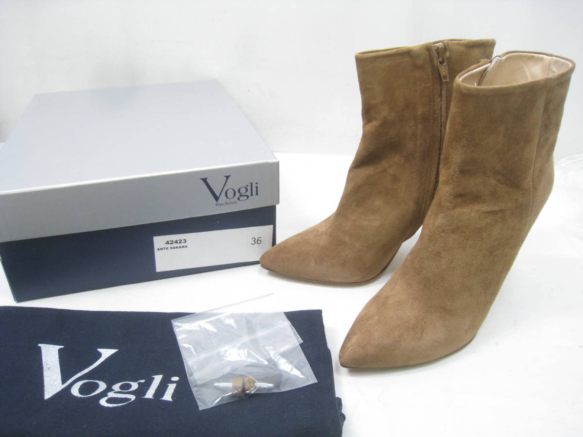 新品 スペイン製 Vogli ヴォッリ ショートブーツ ブーティ 42423 レザー スエード 茶 ブラウン サイズ36 23cm_画像1