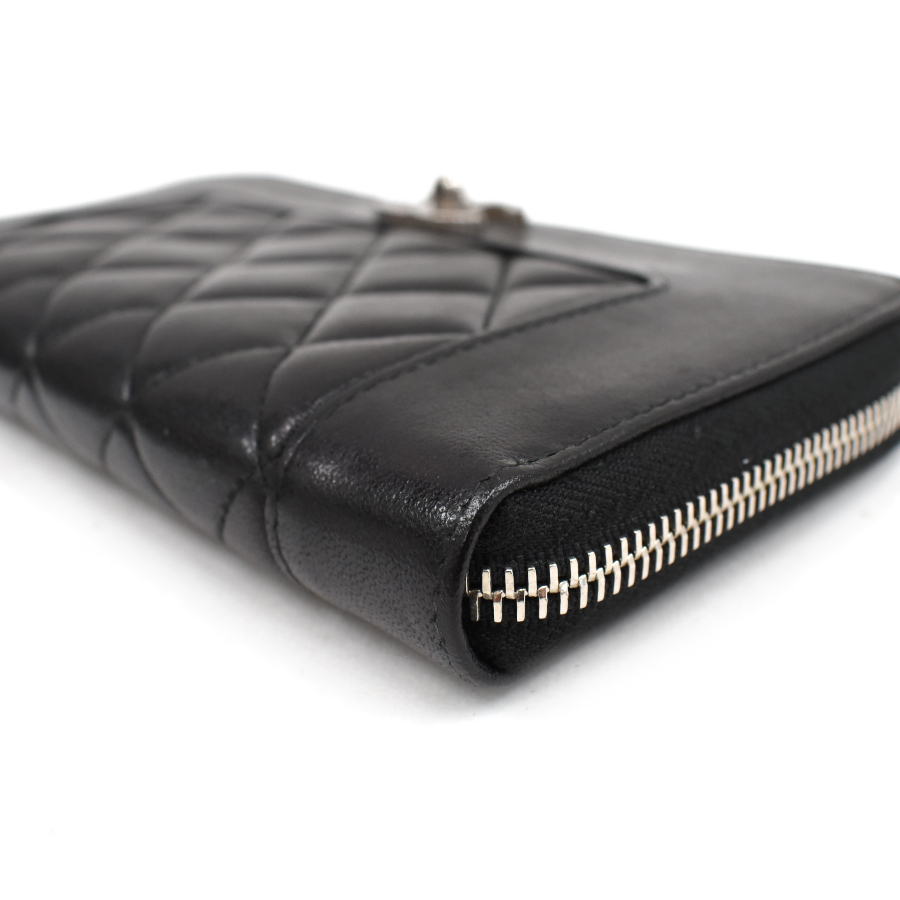 シャネル マドモアゼル ヴィンテージ マトラッセ ジップウォレット 長財布 A80969 ラムスキン レザー ブラック CHANEL_画像6