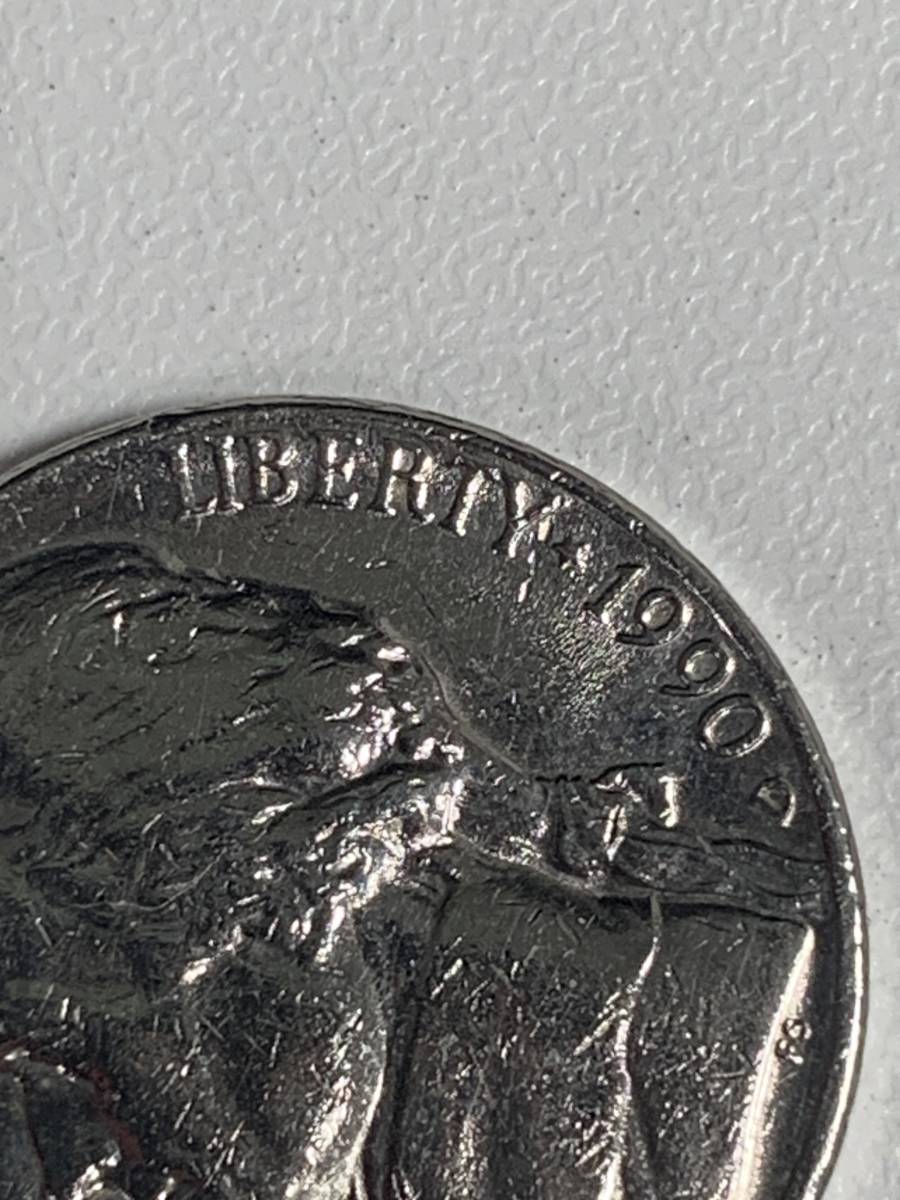 ★コレクター必見！！ ビンテージ リバティー コイン アメリカ 硬貨 1990年 5セント 極美品 約5.0g 外貨 ジェファーソン D刻印 F012010_画像3