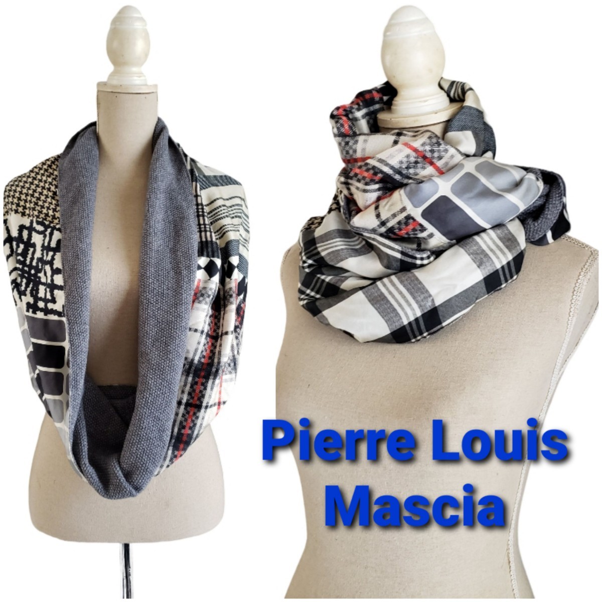 美品 Pierre Louis Mascia シルク カシミア混 マルチカラースヌード