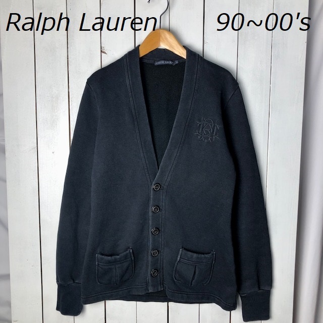 日本最級 オールド ラルフローレン 刺繍ロゴ 黒 L スウェット