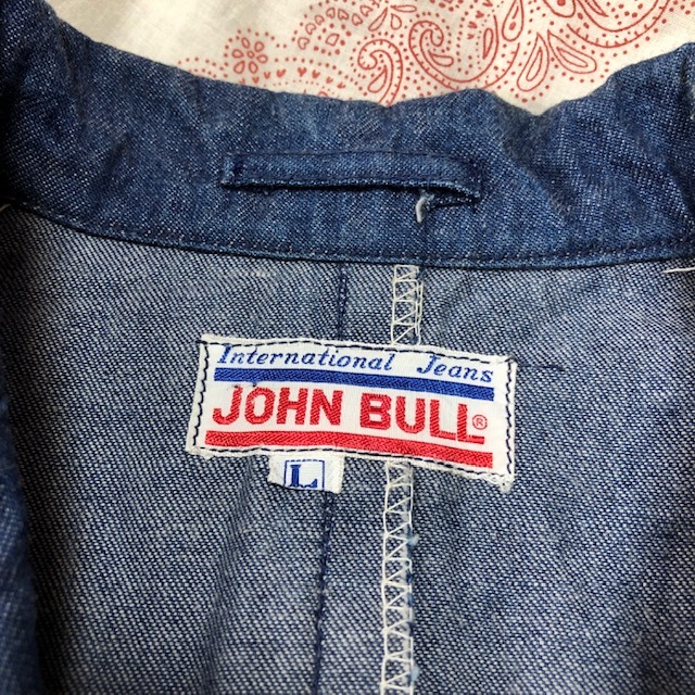 国産レトロ古着 70s JOHN BULL 1B テーラードデニムジャケット カバーオール M～L オールド ヴィンテージ 国産デニム ジョンブル ●54