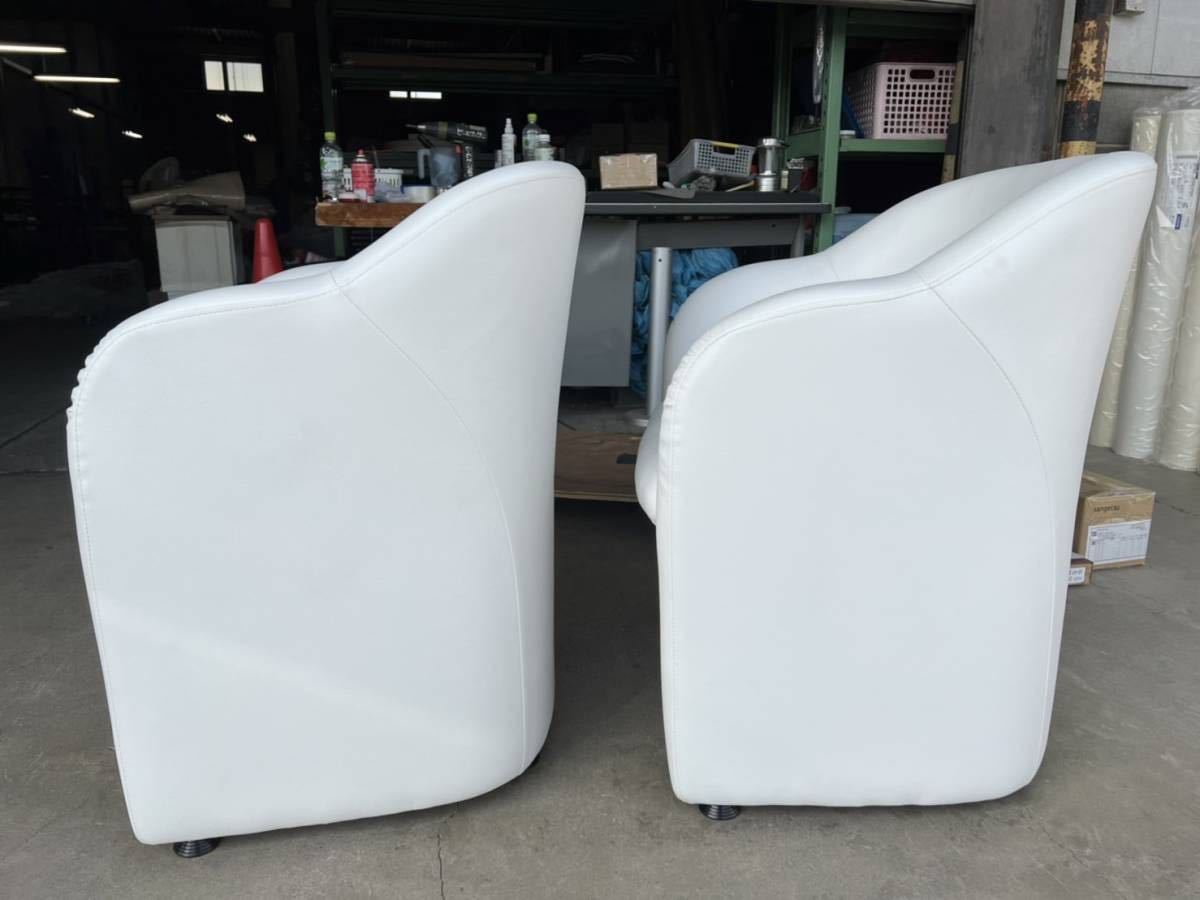  new goods elbow .. attaching single sofa 2 pcs. set white color imitation leather store furniture business use Gunma eat and drink shop office work place dining lobby 