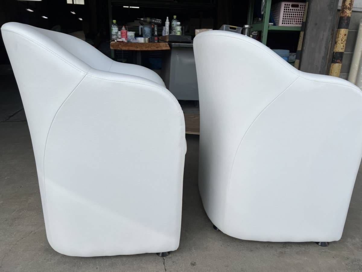  new goods elbow .. attaching single sofa 2 pcs. set white color imitation leather store furniture business use Gunma eat and drink shop office work place dining lobby 