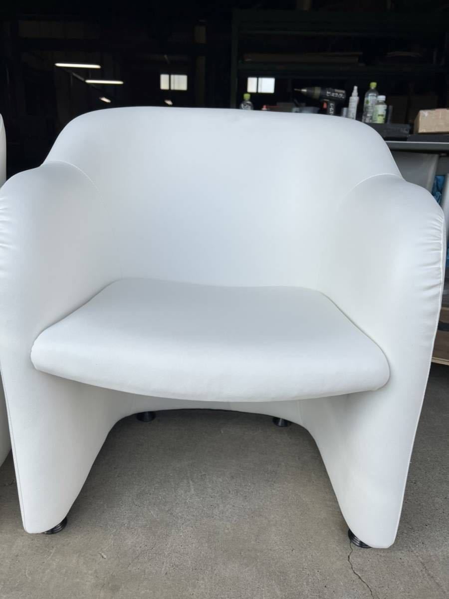  new goods elbow .. attaching single sofa 2 pcs. set white color imitation leather store furniture business use Gunma eat and drink shop office work place dining lobby 