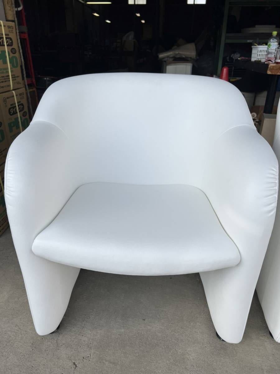  new goods elbow .. attaching single sofa 2 pcs. set white color imitation leather store furniture business use Gunma eat and drink shop office work place dining lobby 