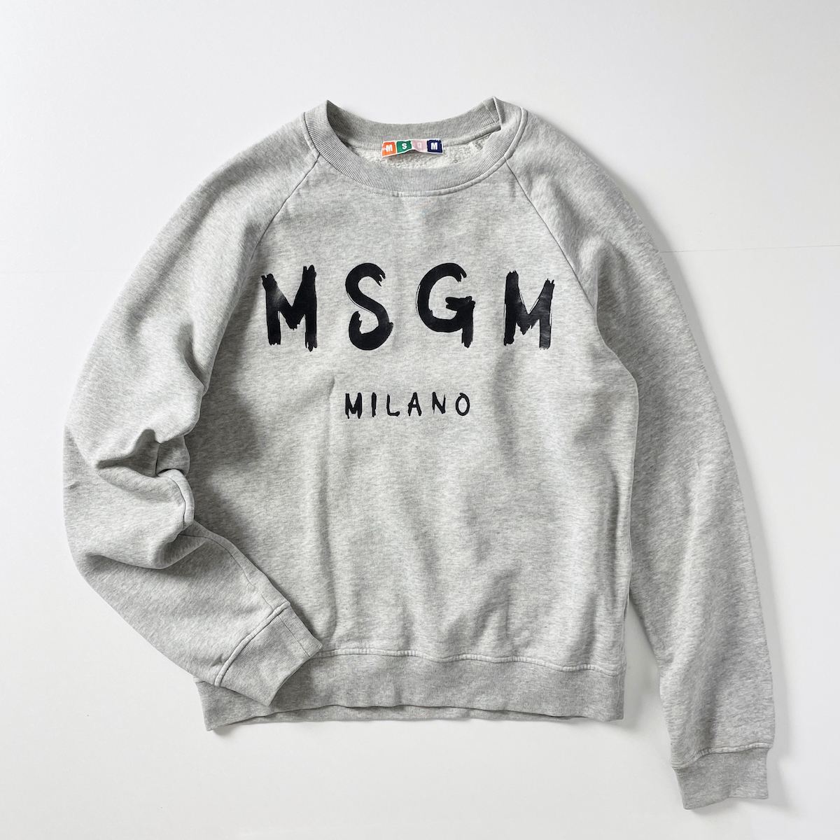 MSGM イタリア製 裏起毛 ビッグ ロゴ プリント スウェット 灰色 グレー