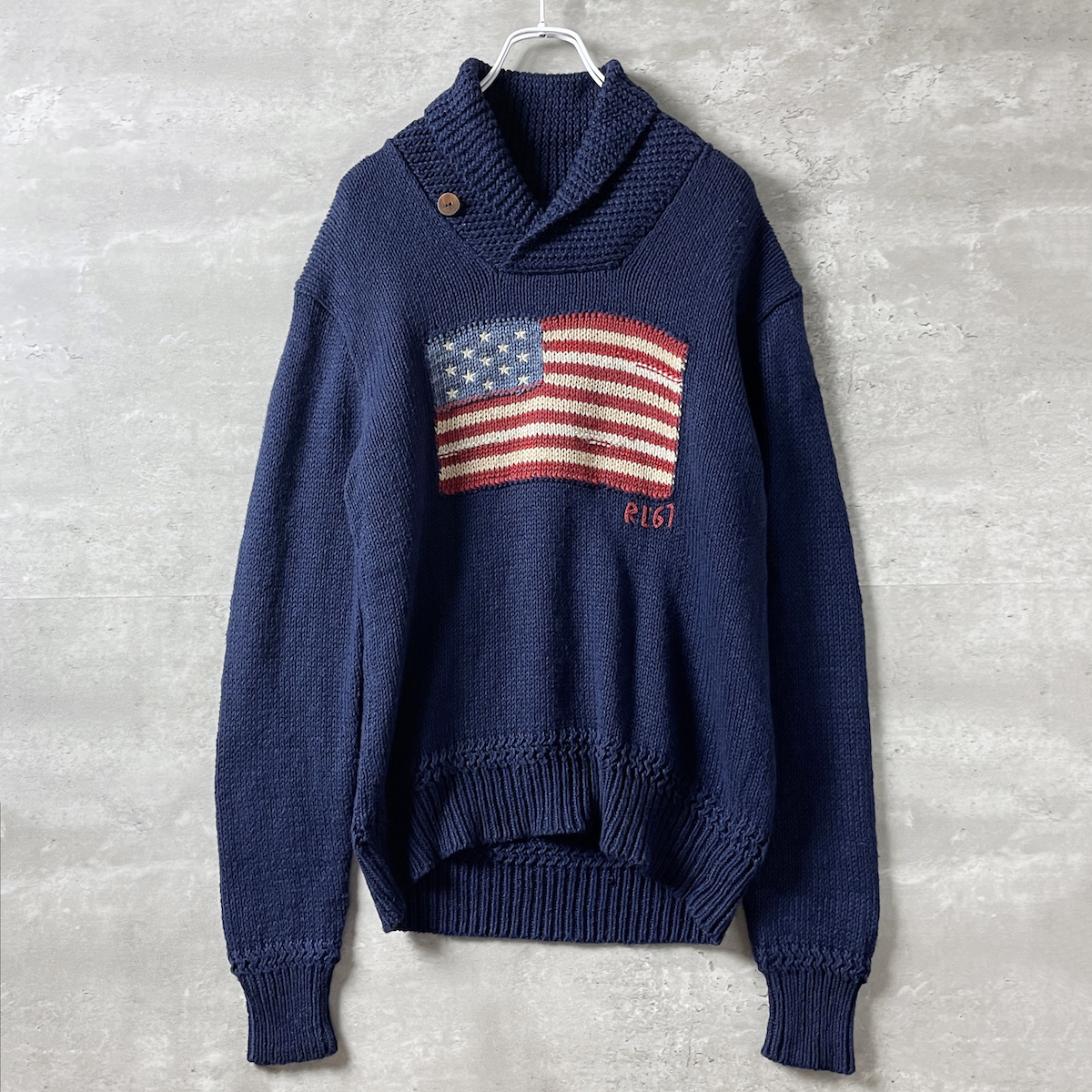 RALPH LAUREN 星条旗 セーター 紺 ネイビー 柄 ニット 襟 RALPH LAUREN 星条旗 セーター 紺 ネイビー 柄 ニット 襟
