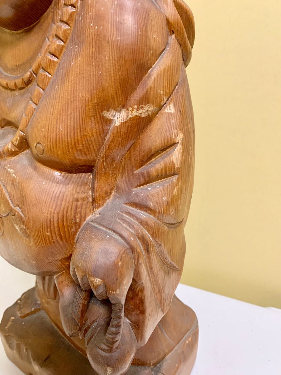仏像　布袋様　 大サイズ！　木彫　 工芸品 仏教美術　縁起物　置物　骨董　古美術　開運