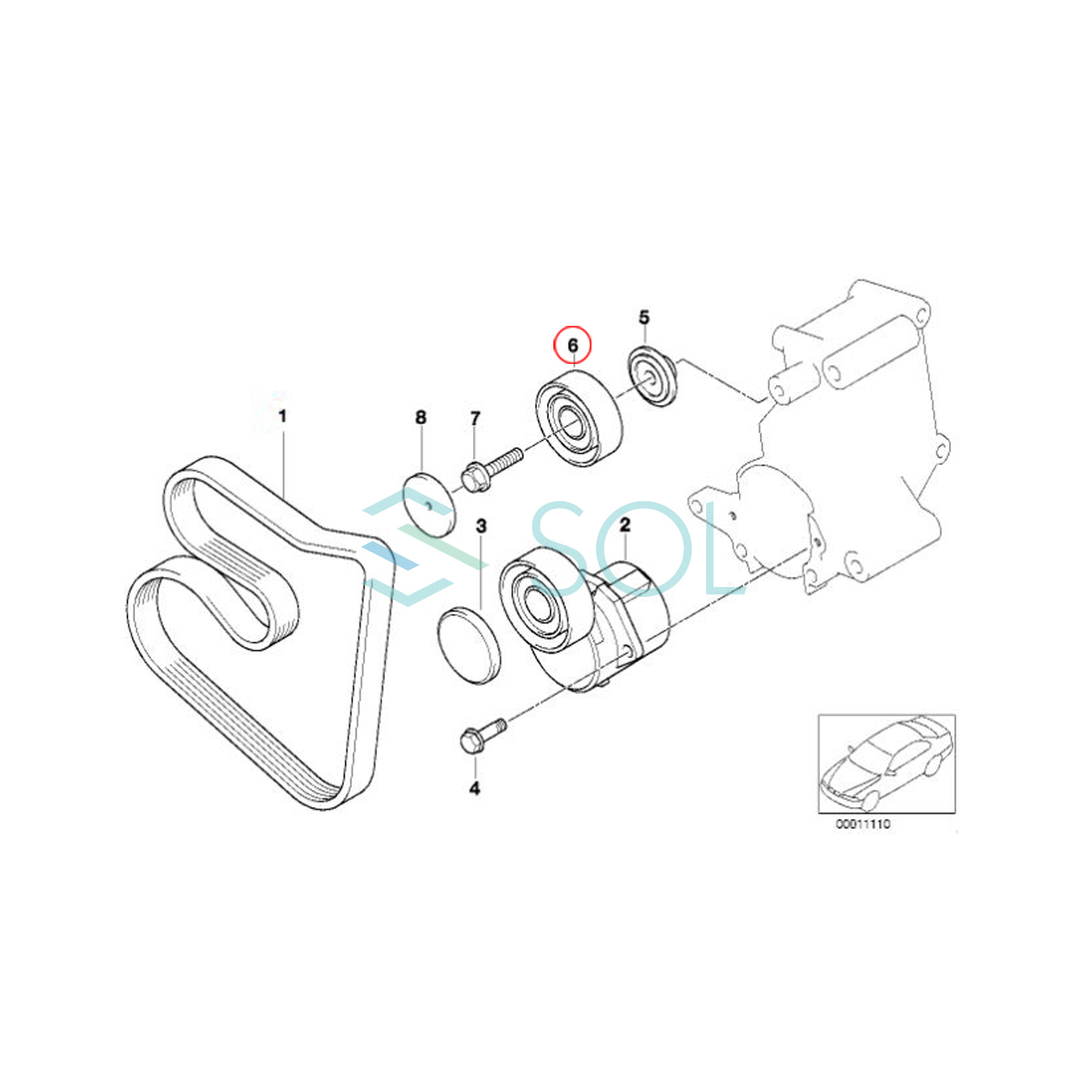 BMW E60 E61 E53 X5 Z3 E85 Z4 アイドラープーリー 525i 530i 2.0 2.2i 2.8 2.5i 3.0i M3.2 11281748131 出荷締切18時_画像5
