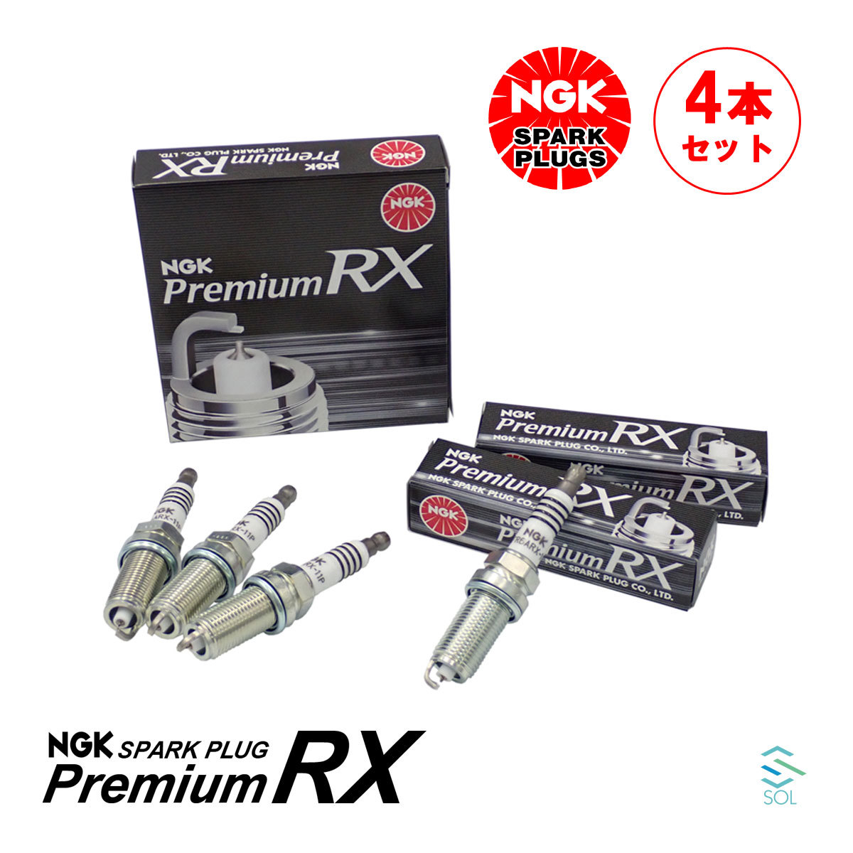 送料185円 NGKプレミアムRXプラグ 4本セット 1台分 出荷締切18時 日産 ステージア マーチ(BK12) LFR6ARX-11P_画像1